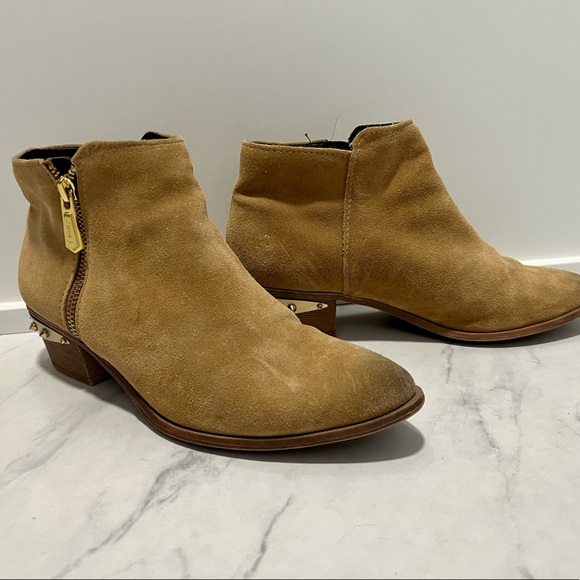 Sam Edelman 7.5 Cognac Leather Ankle Booties - Picture 1 of 4